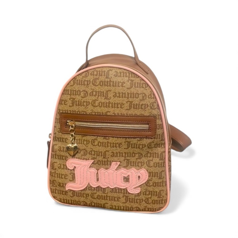 Juicy Couture Backpack Brown Tan zip chestnut chino paparazzi bag New Sz Medium